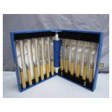 Engraved Cutlery Set With Case in Blue