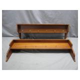 Wooden Wall-Mount Shelves With Hooks