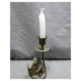 Brass Mouse-Themed Candle Holder with Book