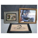 Framed Pop Culture Memorabilia Trio