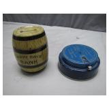 Happy Days Barrel Bank with Metal Base