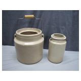 Two Stoneware Crocks with Wire Handles