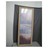 Sailboat Seascape Painting, 39 x 15.5 Inches