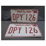 1980 Maryland License Plate Pair