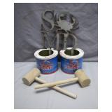 Crab-Themed Lot with Mallets and Sign
