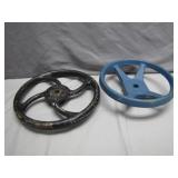Two Industrial Metal Valve Wheels