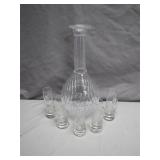 Crystal Decanter With Etched Glass Set