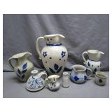 Blue & White Williamsburg Stoneware Pitcher Set