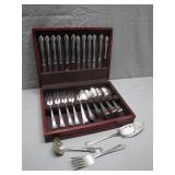Silver-Colored Flatware Set with Case