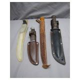 Four Assorted Knives with Sheaths