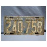 1939 Maryland License Plate