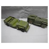 Metal Military Toy Jeeps From Mid-Century