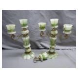 Green and White Onyx Candelabras