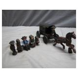 Hand-Painted Horse and Buggy Figurine Set