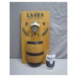 Wooden Beer Barrel Bottle Opener Board