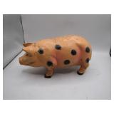 Polka-Dotted Cast Iron Pig Figurine