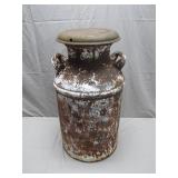 Rustic Metal Milk Can with Lid