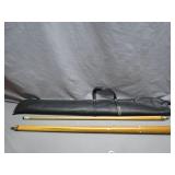 Two Male Ends of Pool Sticks with Case