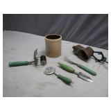 Rustic Kitchen Tools with Crock and Grinder