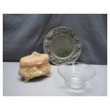 Decorative Plate, Jewelry Box, and Glass Dish
