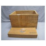 Wooden Crate and Slide-Top Box Pair