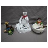 Festive Polar Bear, Snowman, and Smokey Bear Trio