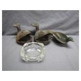 Bronze Bird Forms and Glass Dish