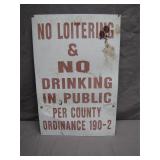 Metal Sign With Ordinance 190-2 Wording