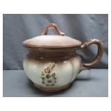 Ceramic Lidded Chamber Pot With Floral Design