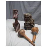 Hand-Carved Wooden Figurines With Rattles