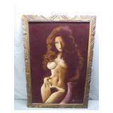 Framed Erotic Velvet Portrait, Signed