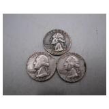 1957-D & (2) 1959-D Washington Silver Quarters