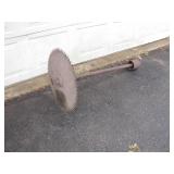 Rustic Industrial Saw Blade on Axle Shaft