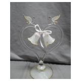 Glass Heart Wedding Bells Ornament