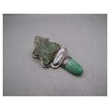 Sterling 925 Pin/Pendant with Stone Frog Design