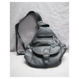 Black Leather Convertible Sling Bag
