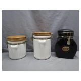 Ceramic Canisters With Wooden Lids