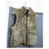 Leopard Print Faux Fur Vest, Size Large