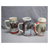 3 Budweiser Stein Collectibles (1985, 1988, 1989)