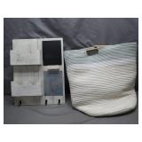 White Organizer Board and Woven Tote Bag Set