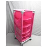 Pink Rolling Organizer With Multiple Compartments