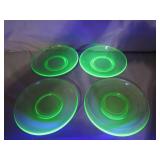 Four Uranium Glass Saucer Plates