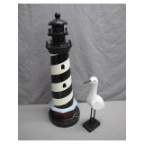Handcrafted Lighthouse and Seagull Decor Set