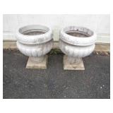 Plastic Flower Pots on Pedestal Bases