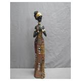 Tall Polychrome Figurine With Geometric Patterns
