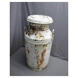 Milk Can with Rustic Patina and Embossed Markings