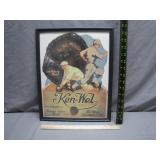 Framed Ken-Wel Lou Gehrig Ad Poster