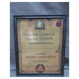 World War II Civilian Defense Certificate