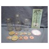 Milk Bottles with Caps and Cream Saver