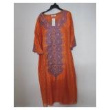 Brightly Embroidered Orange Tunic Dress
